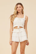 White Lacey Trim Layered Tank