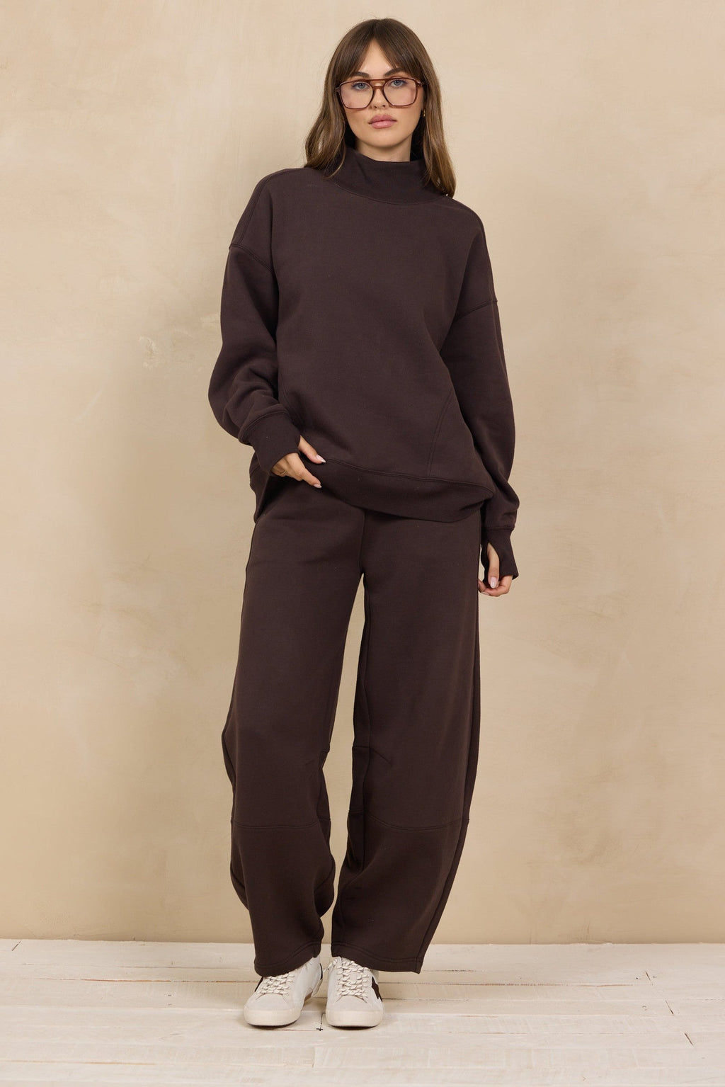 Soft Surf Wash Mockneck 2-Piece Set in Brownie