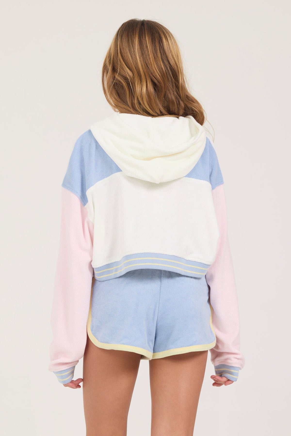 Kids White Terry Cloth Winged Zip Hoodie