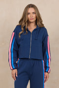 Stripe Heather Fleece Zip Hoodie
