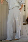 Fleece Wide Leg Pant with Lace Insert