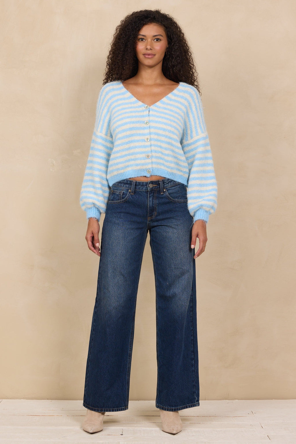 Cropped Striped Cardigan