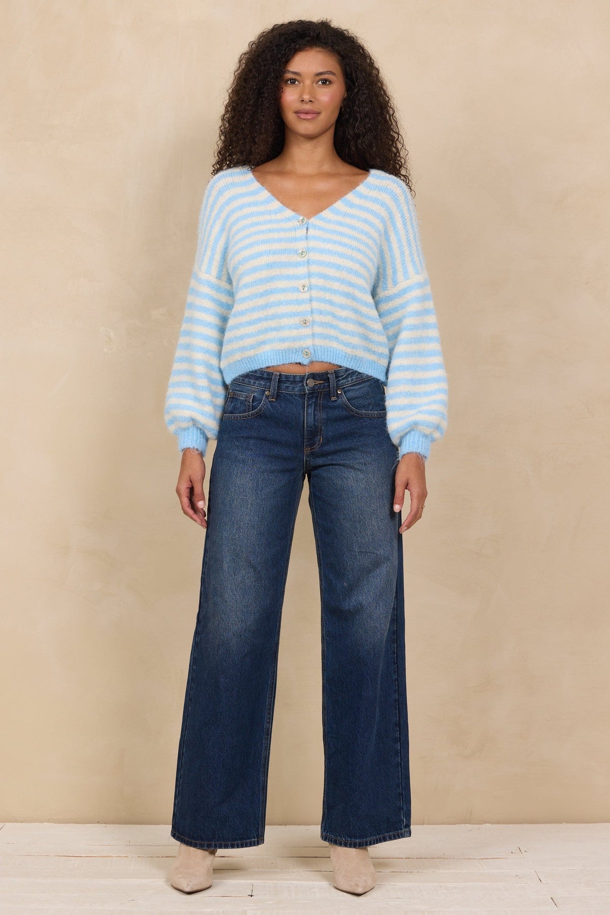 Cropped Striped Cardigan