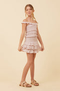 Pale Pink Ruffle Detail Smocked Top