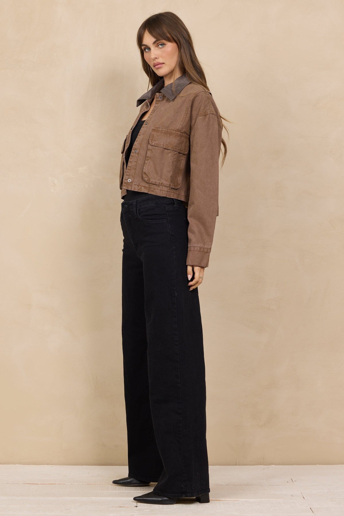 Twill Barn Jacket w/ Suede Collar