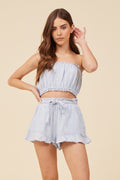 Spring Blue Gauze Smocked Tube Top