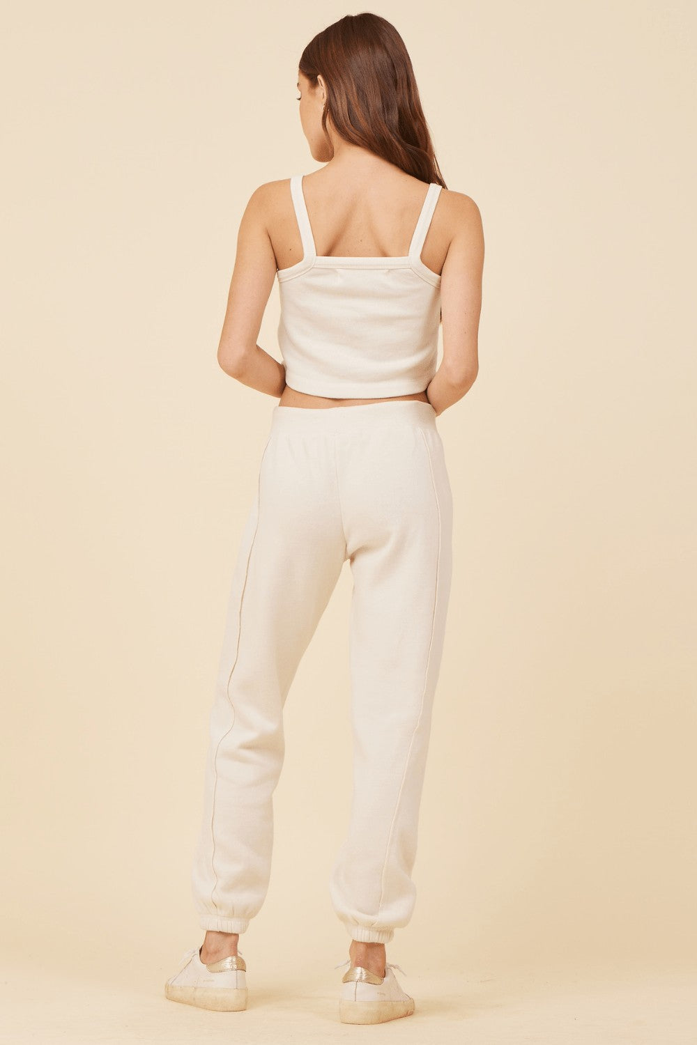 Coconut White Solid Burnout Fleece Tank
