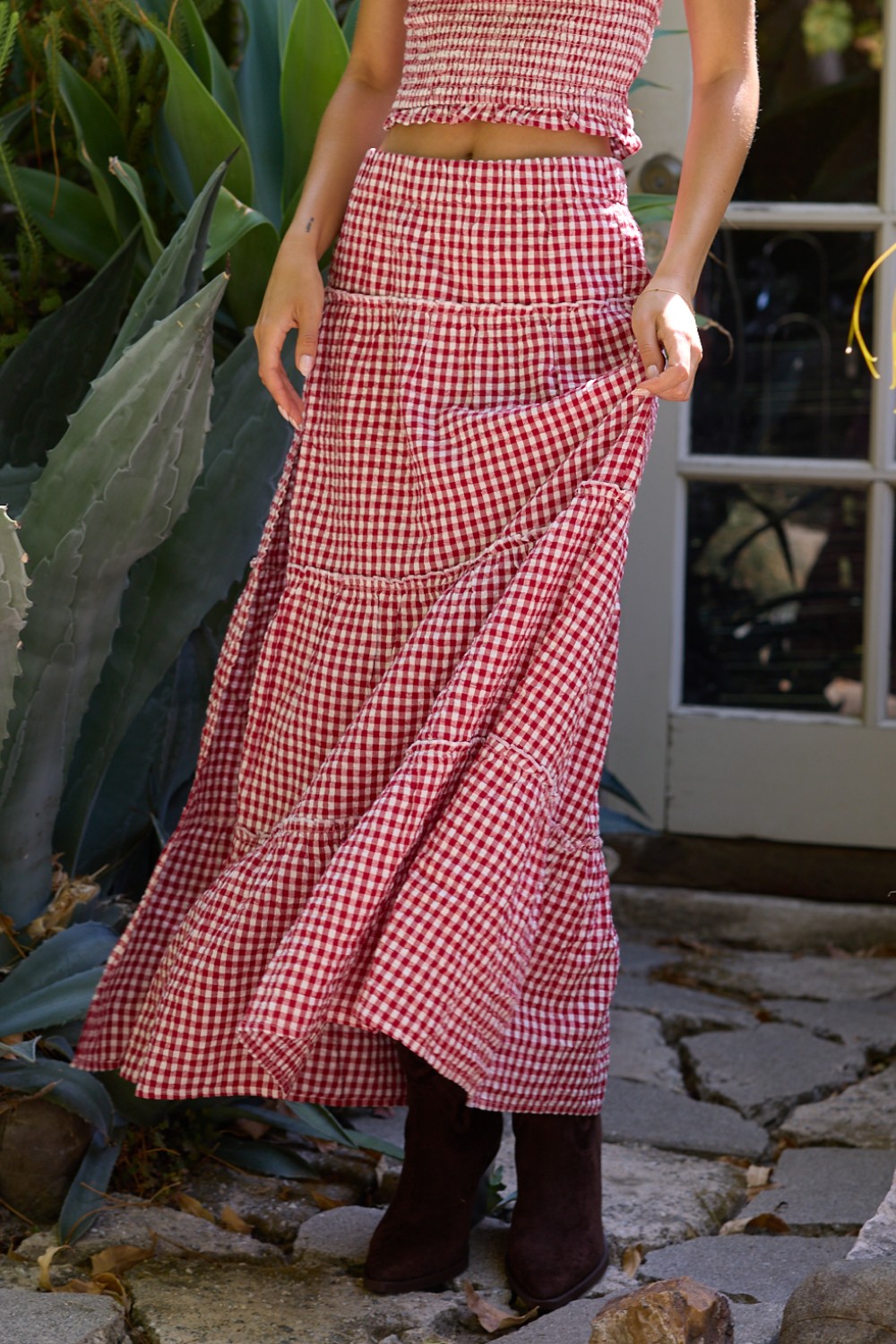 Woven Maxi Skirt with Slit