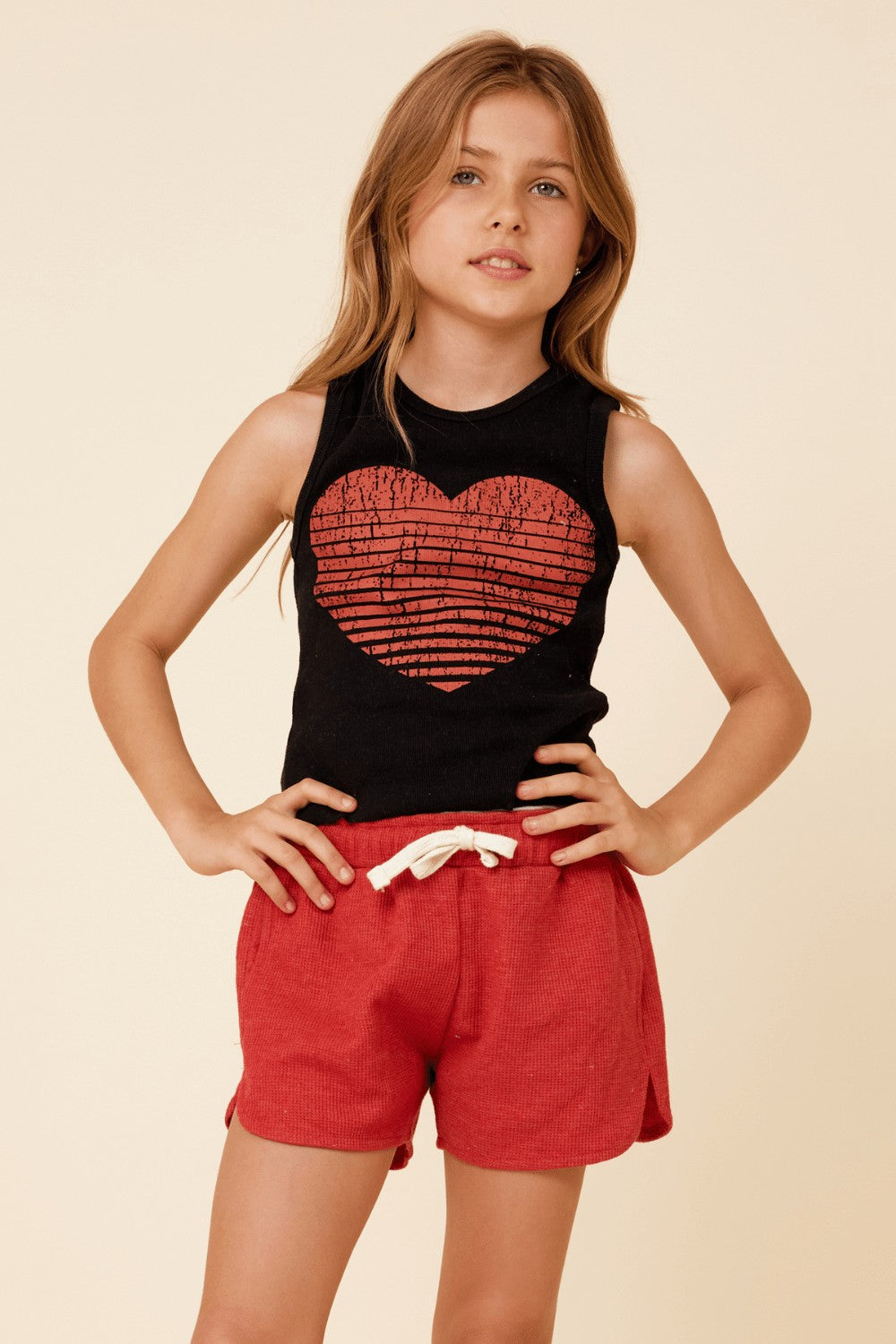 Black Ribbed Heart Tank