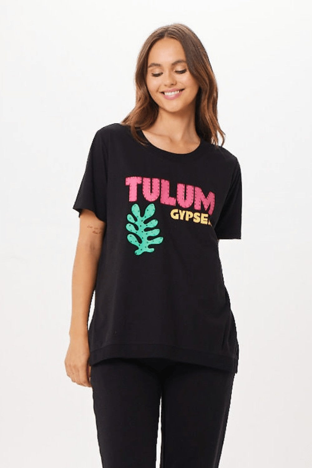 Black Tulum Jet Setter Tee